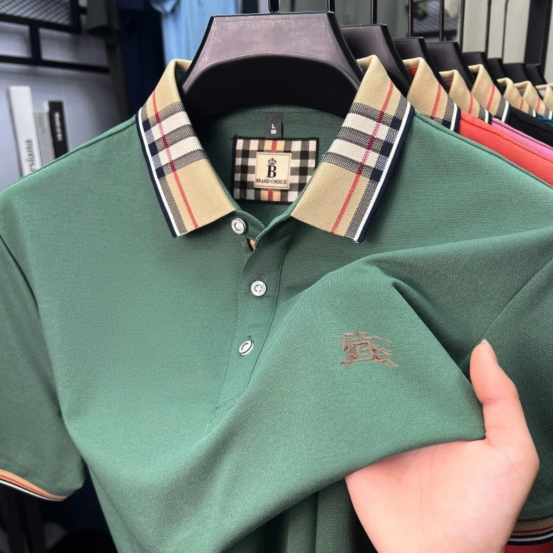 Designer brand men's short sleeve polo shirt new embroidery silky cotton breathable summer Korean fashion casual Paul T-shirt