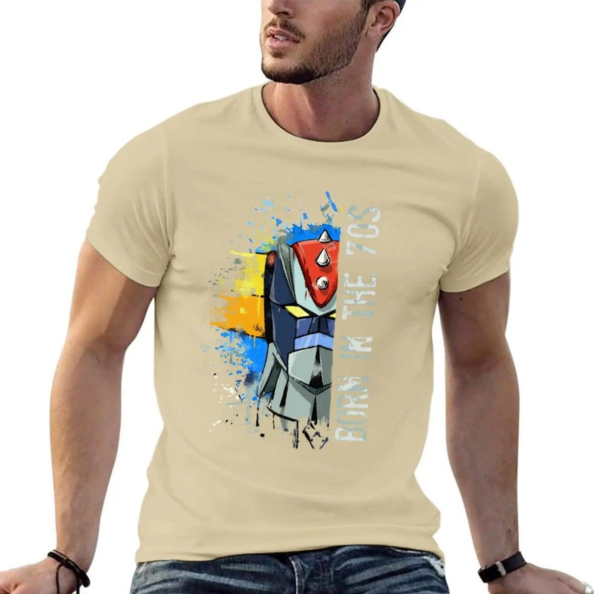 Ufo Robot Goldrake - Born In The Seventies T-Shirt Blouse heavyweights hippie clothes Men's t-shirts