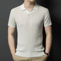 Mulberry Silk Men's Short-Sleeved Shirt, Slim Fit Summer Business Gentleman Men's Polo Shirt in 2024, High-End Knitwear