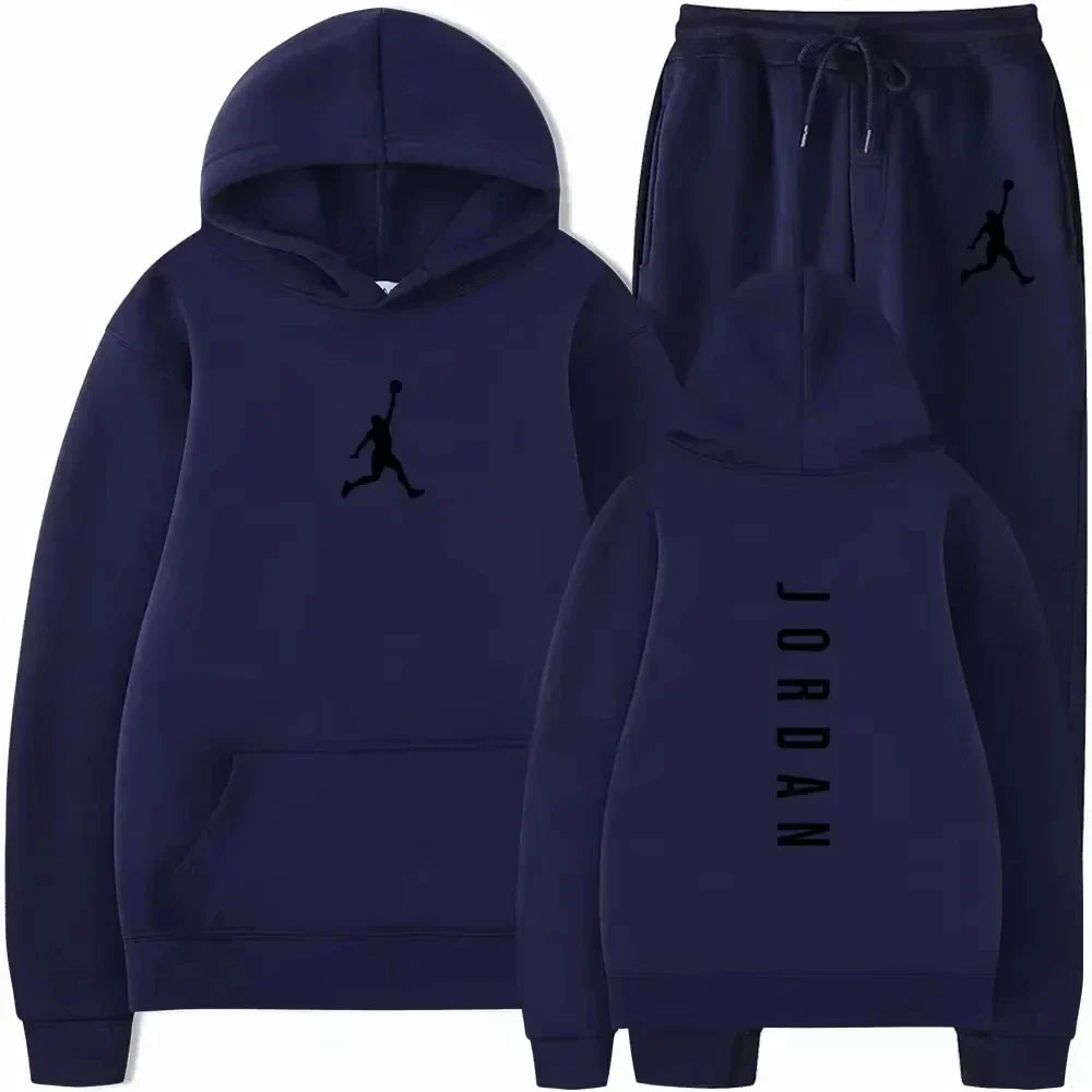 2026 Spring/Summer New Collection Outdoor Fitness Basketball Casual Sportswear Set, Stylish Men's Hooded Sweatshirt + Jogging Pa