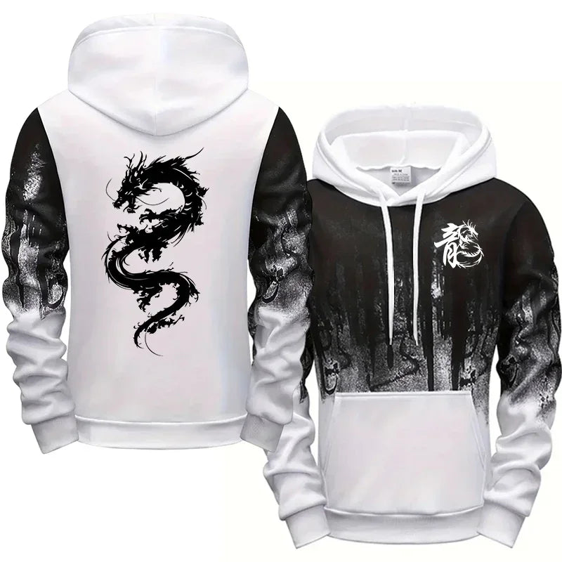 Fashion Men Single Piece Sweatshirts Sweatpants Versatile Men's Tracksuit Casual Comfort Daily Sports Simple Splashed Ink Hoodie