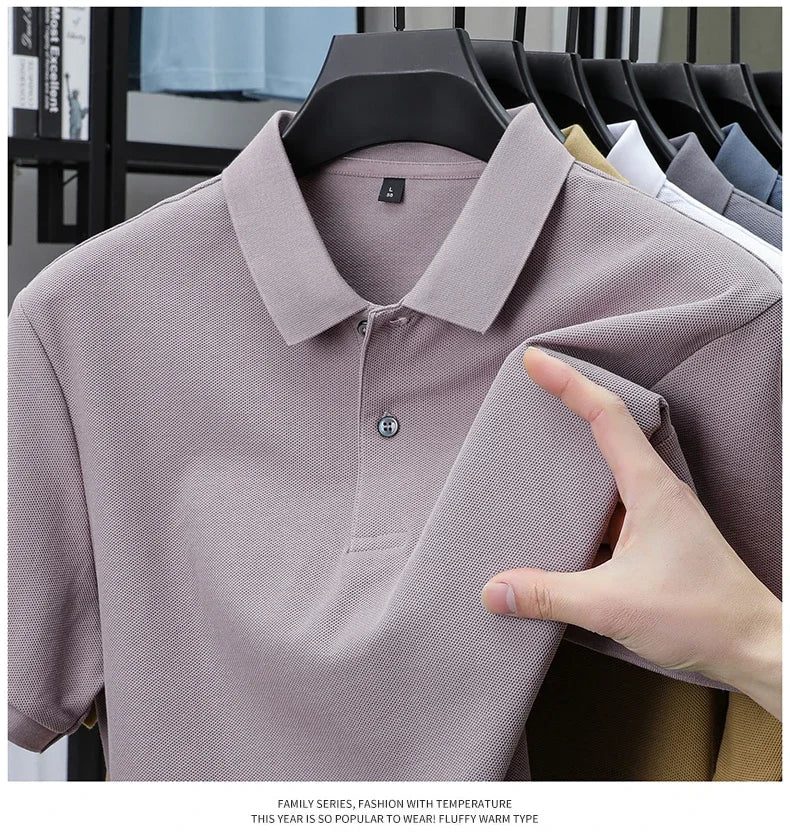Men's 100% Cotton Polo Shirt - Summer Casual Breathable Tee,19 Colors,Ideal for Golf and Sports,Business Casual,Silk-Like Finish