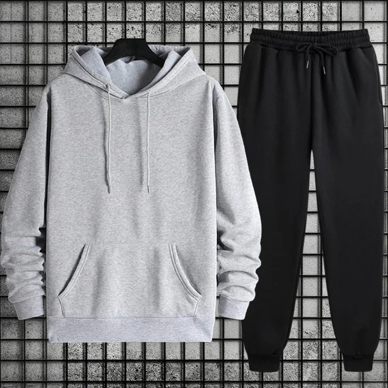 2025 New in Men's Sportswear Solid Color Hoodie + Sweatpants Urban Casual Fashion Tracksuit Fall/winter Comfort Warm Soft Outfit