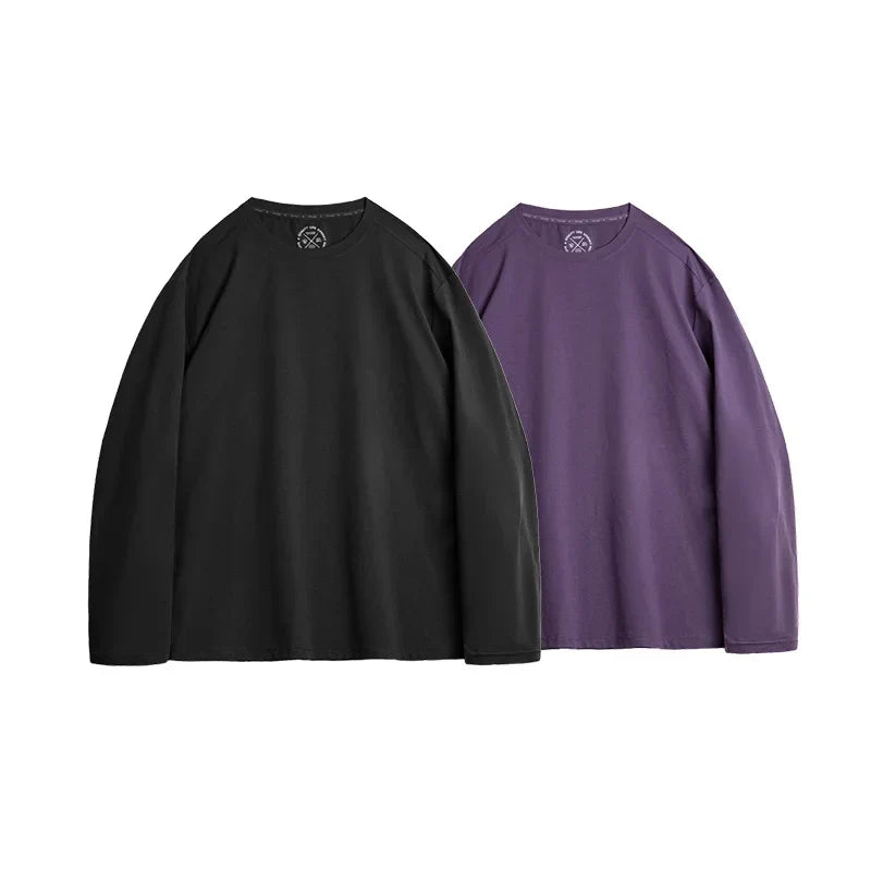 Casual 7A Anti-Bacterial Quick-Dry Long Sleeve T-Shirt Men's Spring Cool Comfort Breathable Tops Round Neck Layering Tee