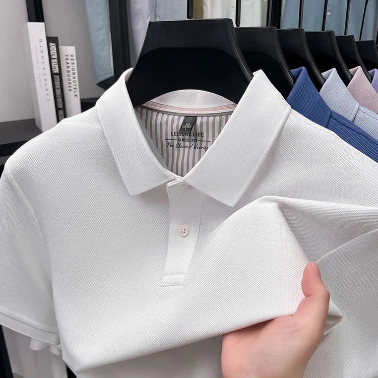 Men's Premium Cotton Polo Shirt Open Hem Design Breathable & Soft Factory Direct Supply  14 Trendy Colors Golf Top
