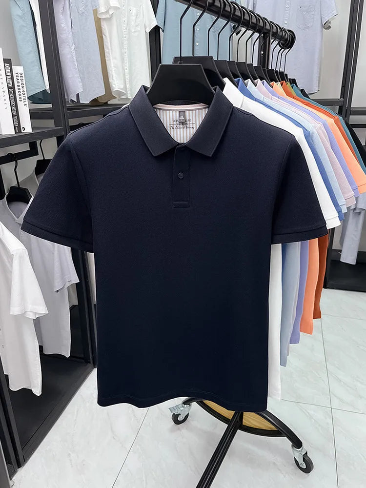 Men's Premium Cotton Polo Shirt Open Hem Design Breathable & Soft Factory Direct Supply  14 Trendy Colors Golf Top