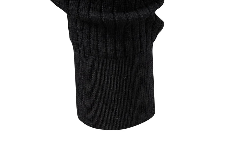 Button Placket Polo Shirt Men Ribbed Stripe Long Sleeve Contemporary Fit Minimalist Autumn Winter Premium Business Top