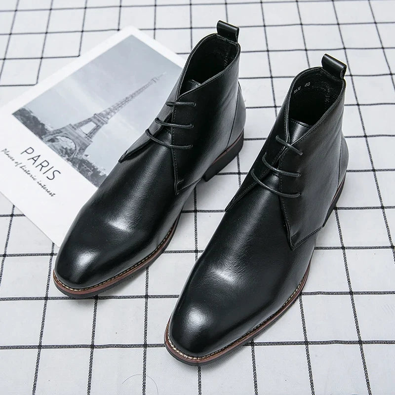 Mayba Pointed Leather Shoes Men Casual Shoes Ankle Boots Size 38-48