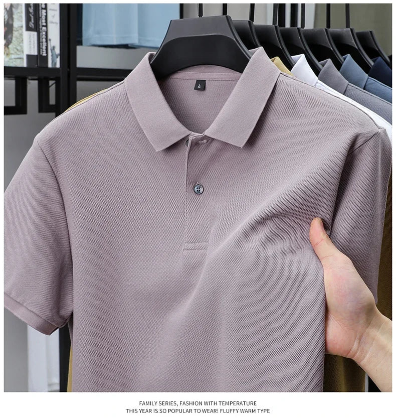 Men's 100% Cotton Polo Shirt - Summer Casual Breathable Tee,19 Colors,Ideal for Golf and Sports,Business Casual,Silk-Like Finish