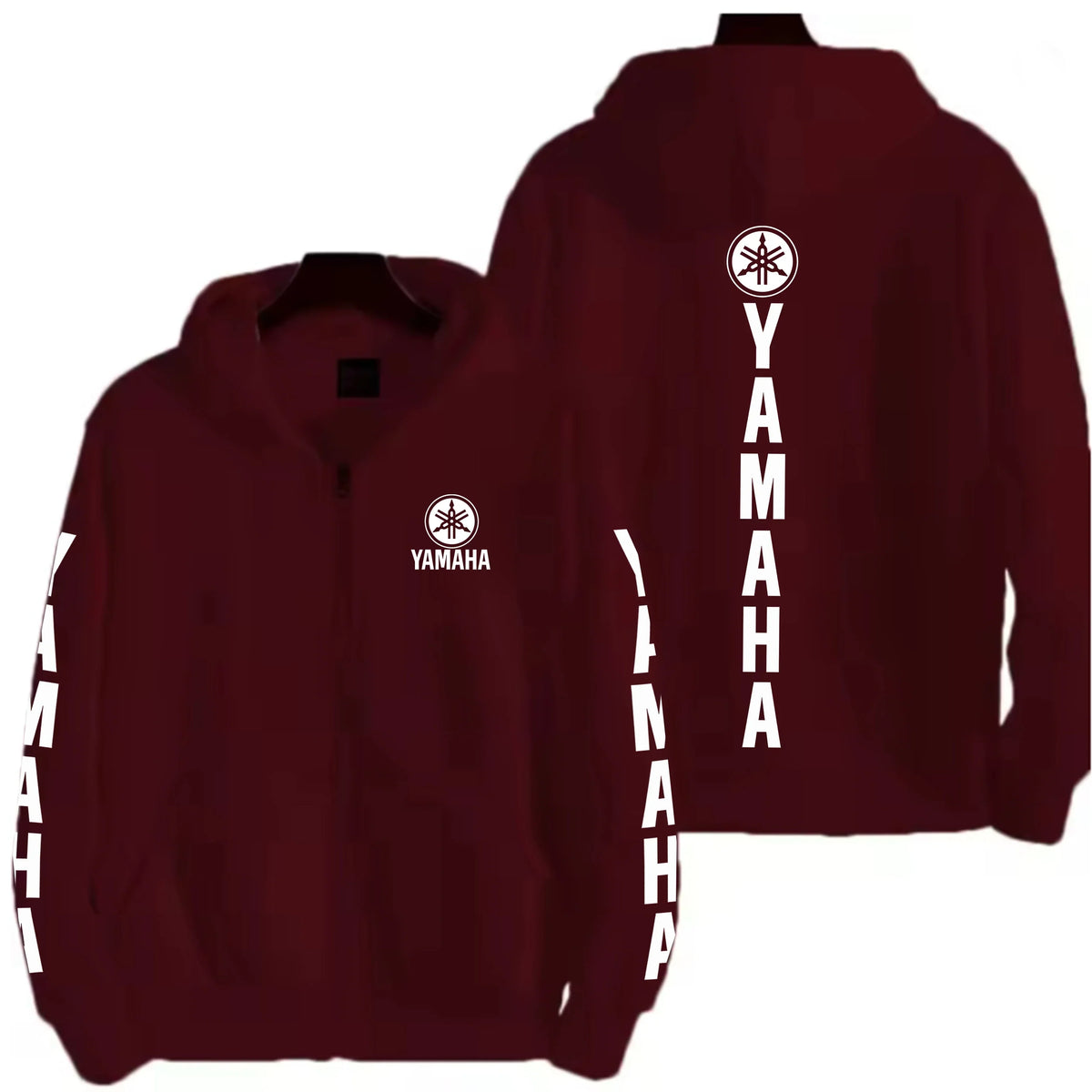Men's YAMAHA Zipper Hoodie Long Sleeve Motorcycle Racing Printed Hoodie Sportswear Casual Street Couple Jacket with Pocket