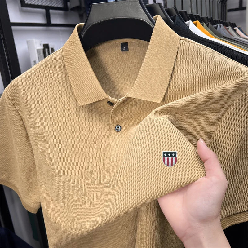men's summer luxury brand cotton 100% polo shirt lapel printing short sleeves t-shirt business leisure ventilate men's clothing