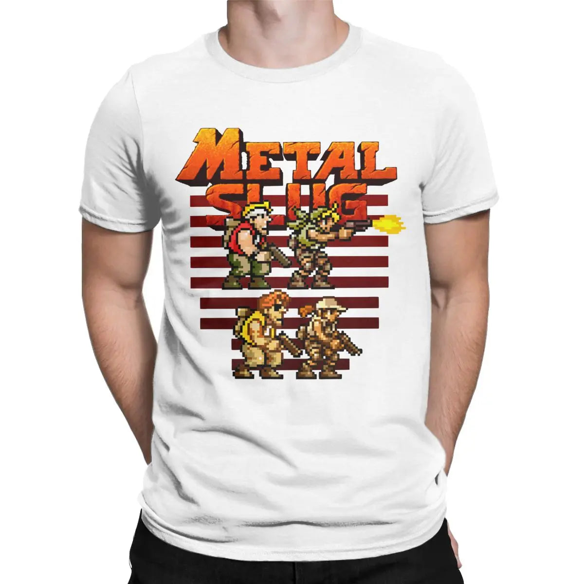 Metal Slug Pixel Fan pixel art arcade game retro gamer video games Men's shirt Cotton Tees Short Sleeve T Shirt Printed Clothing