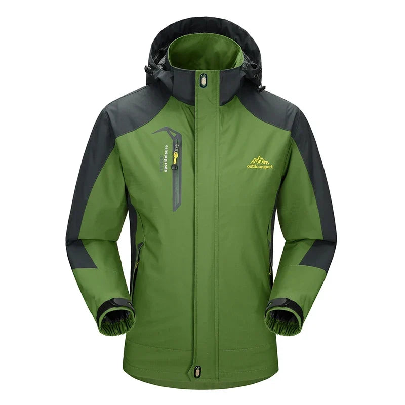 Men's Autumn Hiking Jacket Hooded Removable Waterproof Lightweight Rain Coat Trekking Outdoor Camping Casual Sportswear