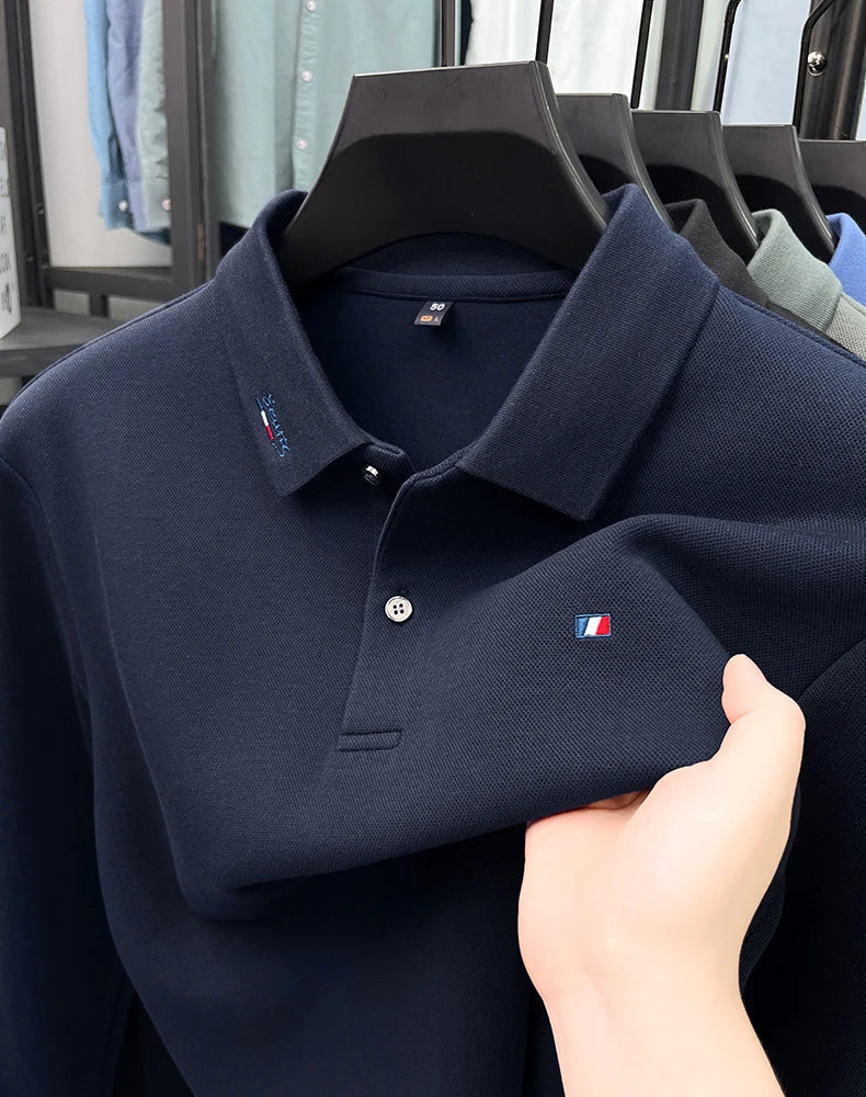 High end embroidery craft polo shirt long sleeved brand autumn Men's Wear comfortable breathable cotton casual business T-shirt
