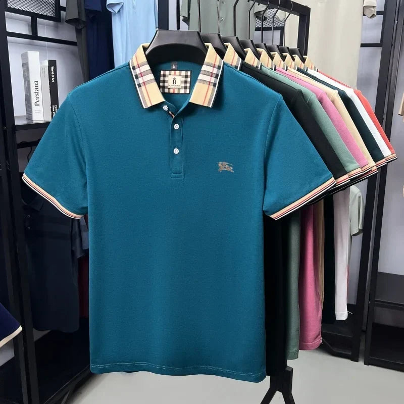 Designer brand men's short sleeve polo shirt new embroidery silky cotton breathable summer Korean fashion casual Paul T-shirt