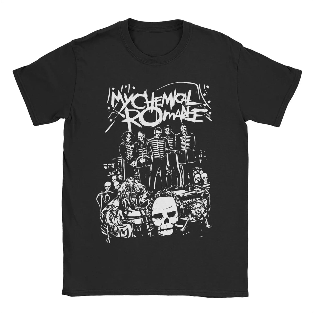 Men Women Mcr Band  Punk Rock T Shirt My Chemical Romance  100% Cotton Clothes Vintage Round Collar Tee Shirt Plus Size T-Shirt