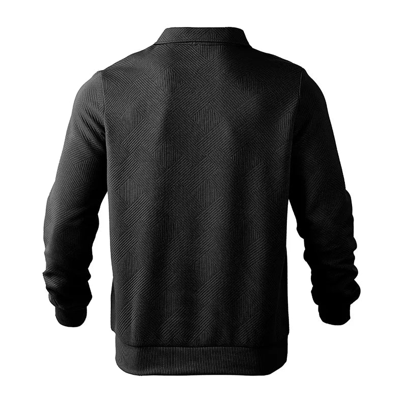 24 cross-border popular autumn long-sleeved lapel zipper men's loose casual top polo shirt