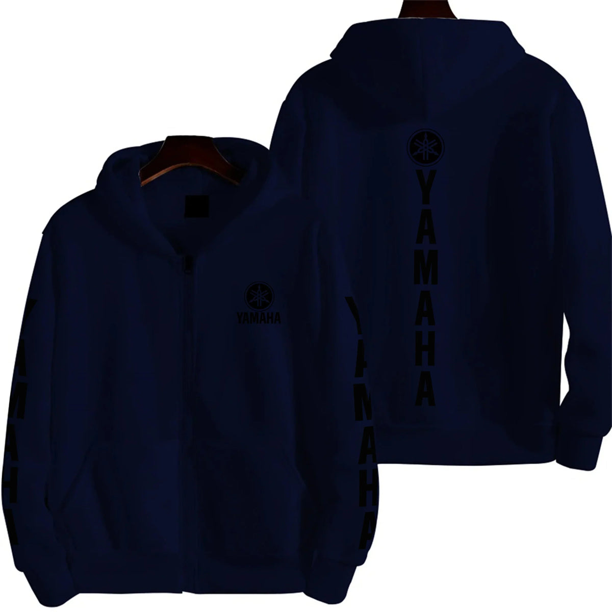 Men's YAMAHA Zipper Hoodie Long Sleeve Motorcycle Racing Printed Hoodie Sportswear Casual Street Couple Jacket with Pocket