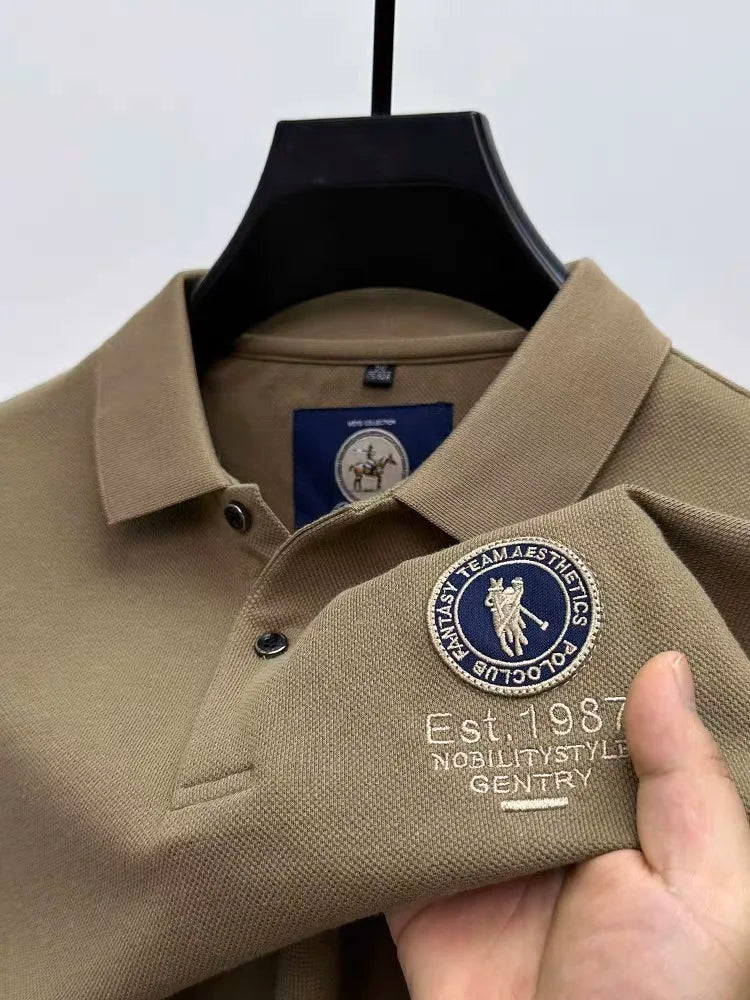 Luxury brand men's polo shirt short sleeve high-end fashion Paul embroidery lapel T-shirt 2025summer breathable casual golf top