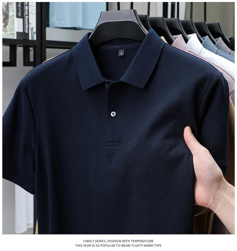 Men's 100% Cotton Polo Shirt - Summer Casual Breathable Tee,19 Colors,Ideal for Golf and Sports,Business Casual,Silk-Like Finish