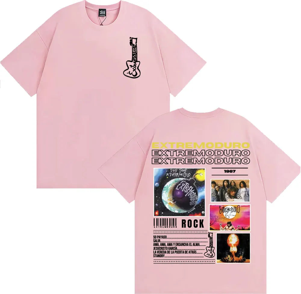 Rock Band EXTREMODURO Tour 2025 Cover T-shirt Men Women Fashion Vintage Short Sleeve T Shirts Summer Pop Loose Oversized T Shirt