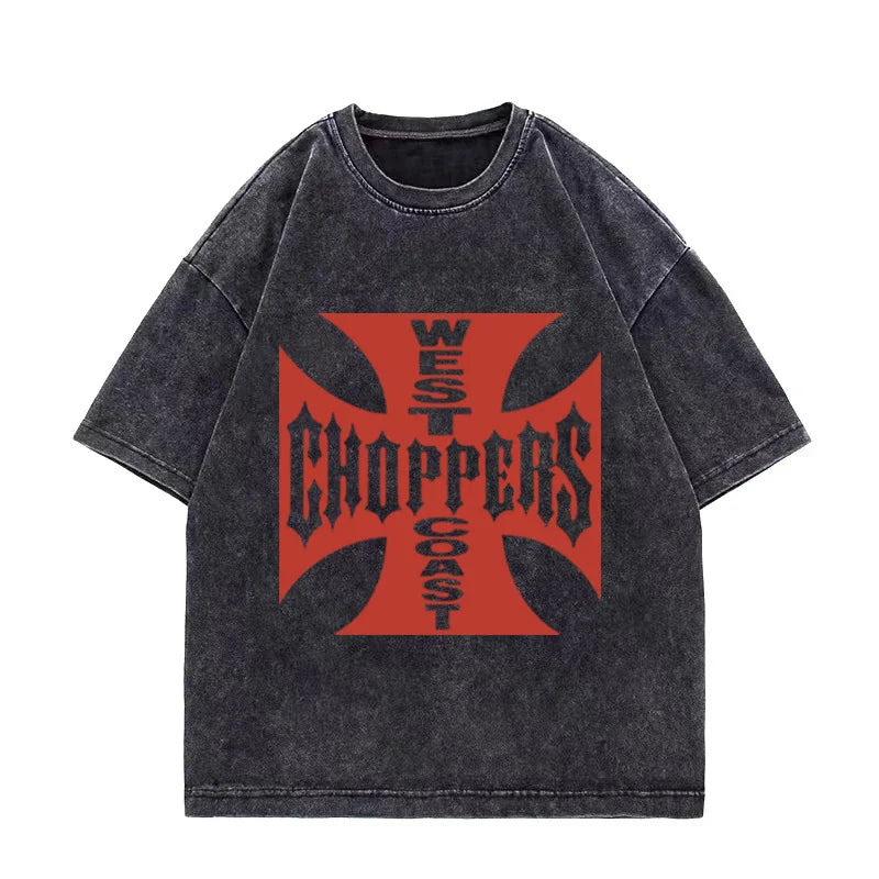 Paul Walker Shirt West Coast Choppers Vintage Washed T shirt Men Women Hip Hop streetwear Oversized short sleeve Cotton T-shirts