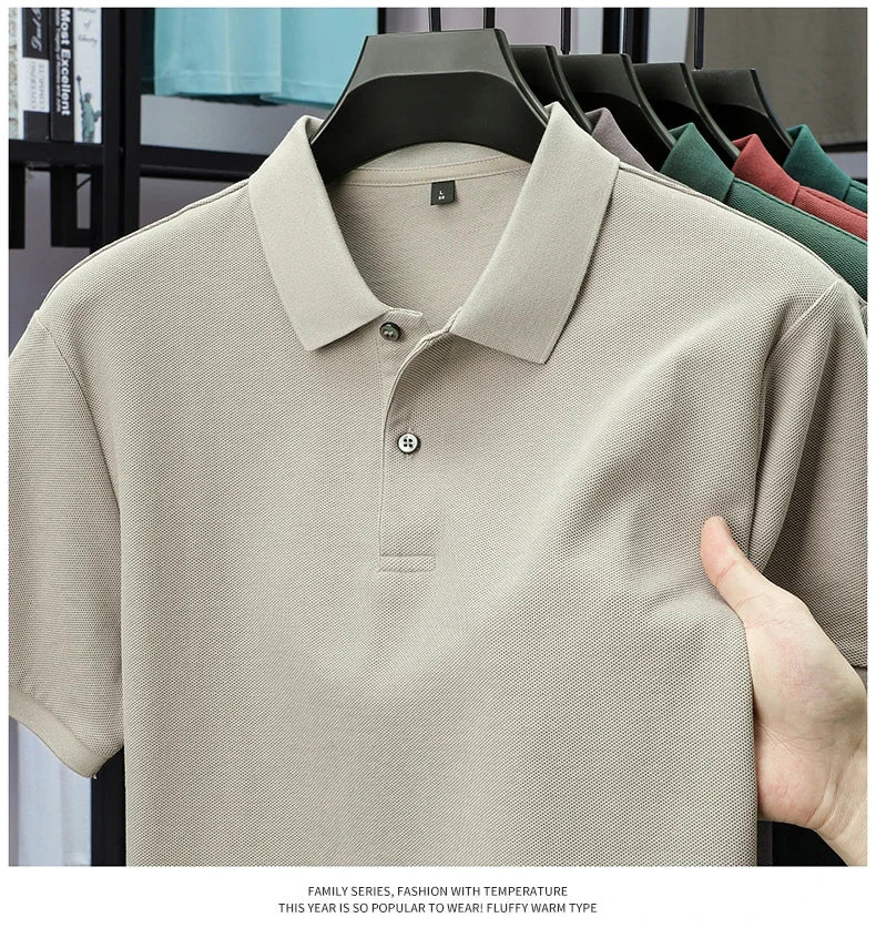 Men's 100% Cotton Polo Shirt - Summer Casual Breathable Tee,19 Colors,Ideal for Golf and Sports,Business Casual,Silk-Like Finish