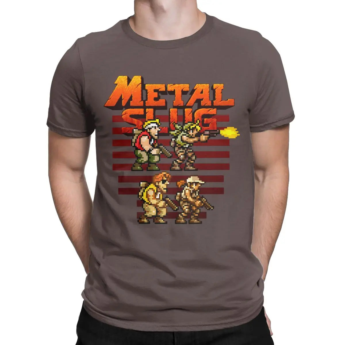 Metal Slug Pixel Fan pixel art arcade game retro gamer video games Men's shirt Cotton Tees Short Sleeve T Shirt Printed Clothing