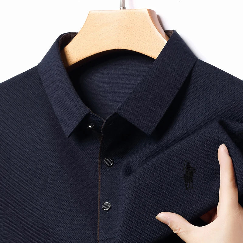 Light Luxury 202 Paul Men's Polo Shirt Long Sleeved T-shirt Casual Daily Lapel Sweatshirt Base