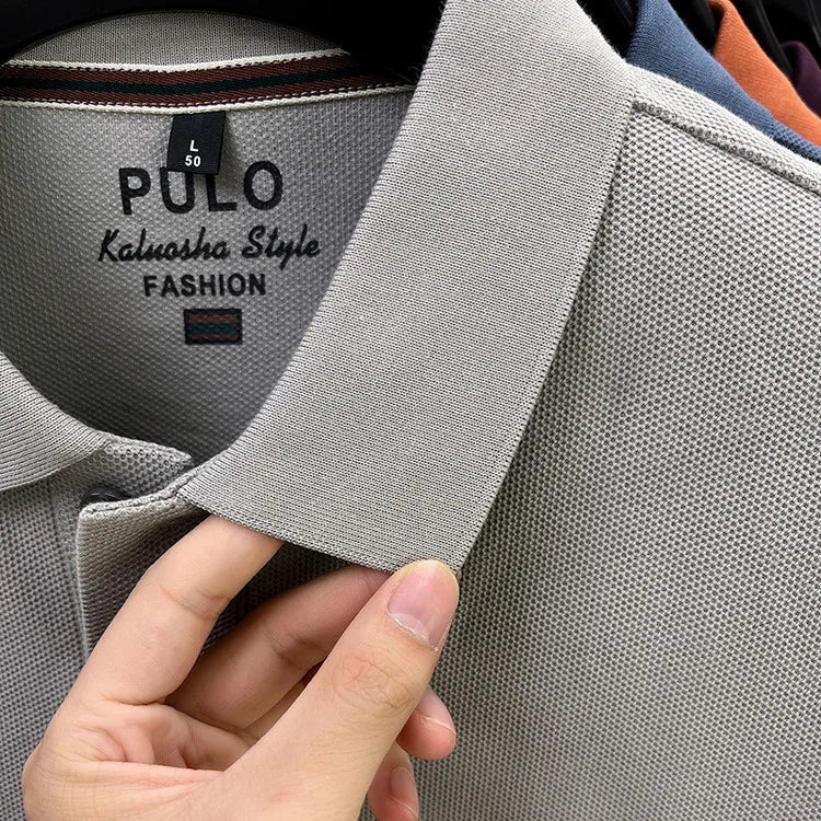 100% Breathable Cotton  Men's 2025 Autumn Long-Sleeve Polo Shirt - Classic Cotton Collared Business Casual Style