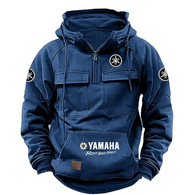 2026 Yamaha Logo Men's High Quality Multi Pocket Hoodie Coat Autumn/Winter Trendy Casual Sports Hoodie Top Hooded Sweatshirt
