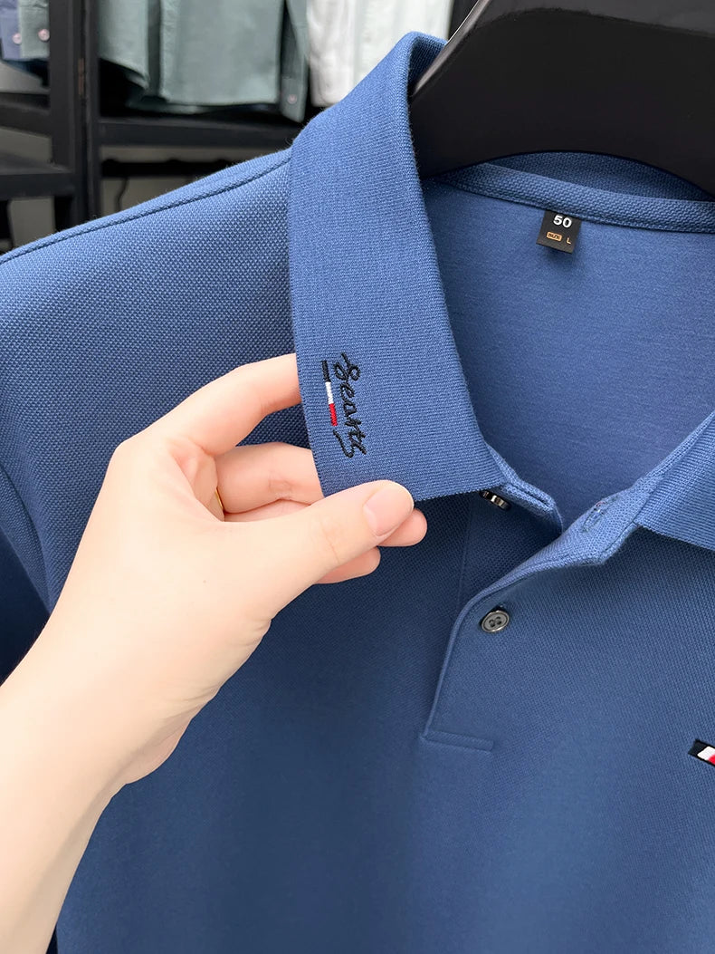 High end embroidery craft polo shirt long sleeved brand autumn Men's Wear comfortable breathable cotton casual business T-shirt