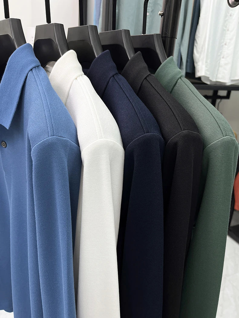 High end embroidery craft polo shirt long sleeved brand autumn Men's Wear comfortable breathable cotton casual business T-shirt