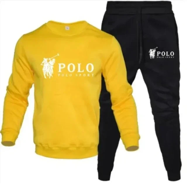 Men's two-piece round-neck sweatshirt + jogging pants, autumn and winter fashion, outdoor fitness and casual sportswear set