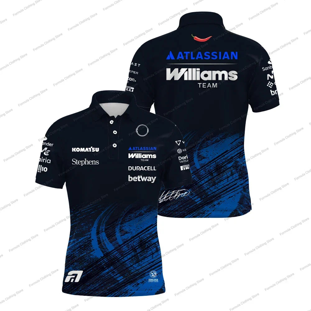 2026 New Williams Racing Polo Shirt Carlos Sainz 55 Alex Albon 23 Outdoor Sports Quick Dry T-shirt Men's Casual Plus Size Polos