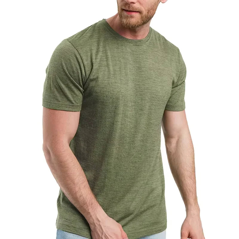 Superfine Merino Wool T shirt Men Base Layer Merino Shirt Wicking Breathable Quick Dry Anti-Odor No-itch Big USA Size