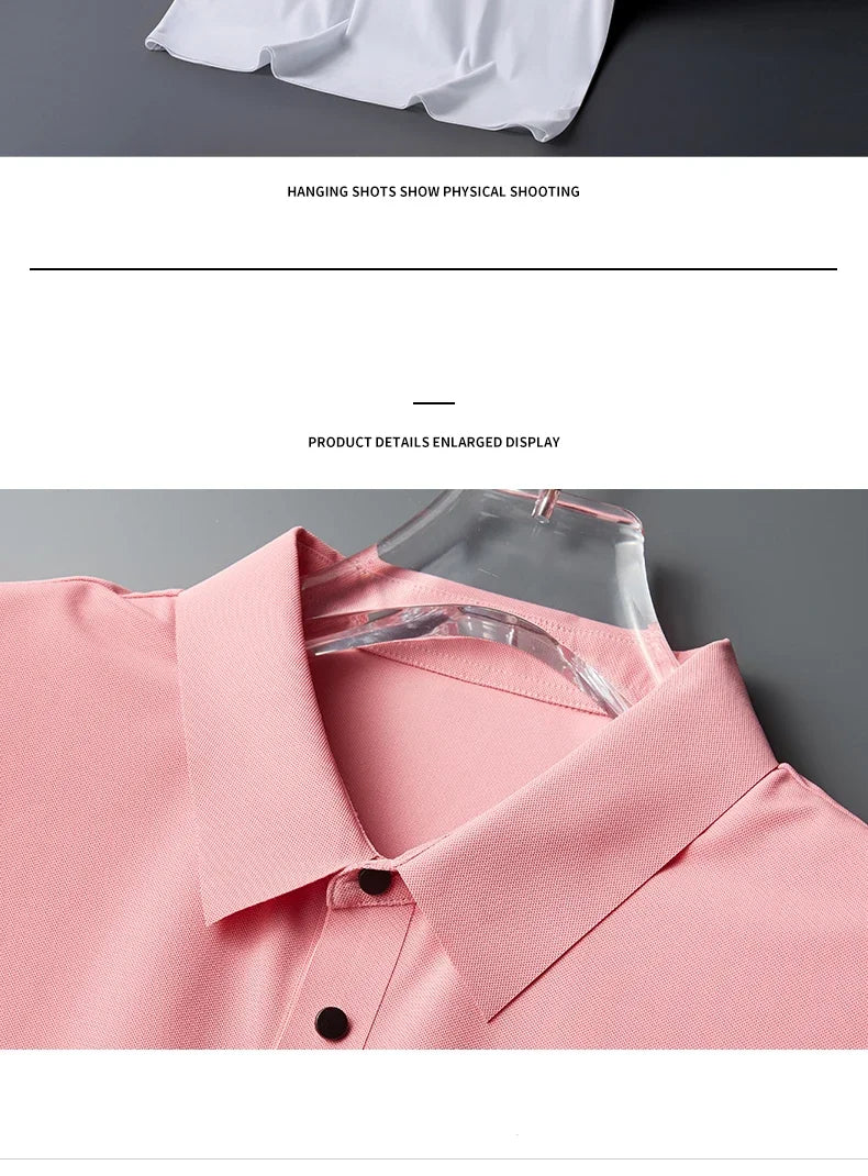 10 Color Men's Thin Polo Shirt Summer New Ice Silk Popular Business Casual Breathable Lapel Polo Shirt for Man Brand Clothing