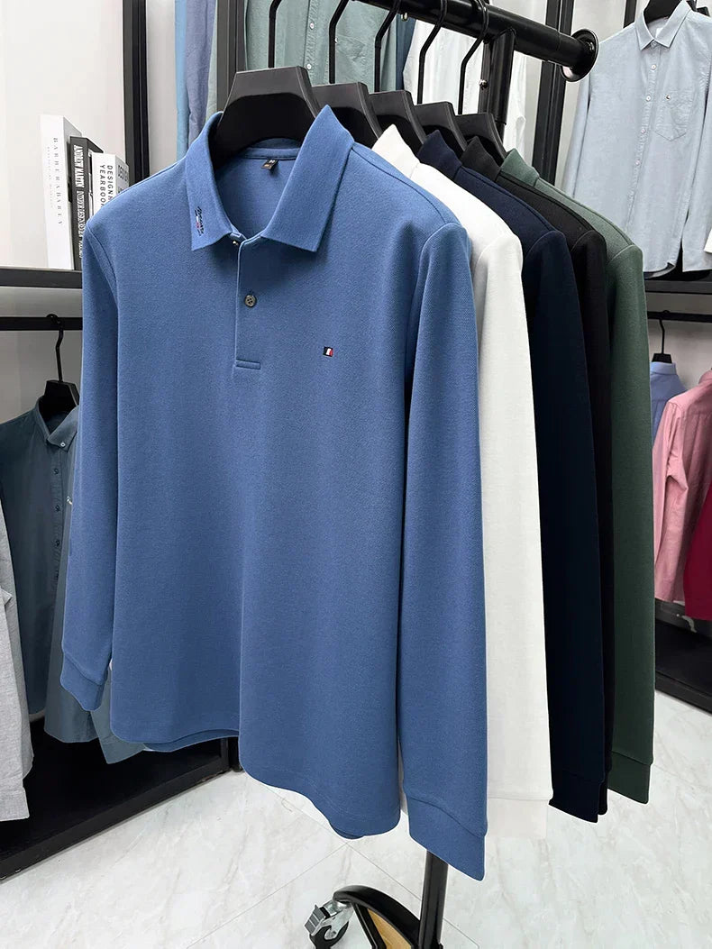 High end embroidery craft polo shirt long sleeved brand autumn Men's Wear comfortable breathable cotton casual business T-shirt